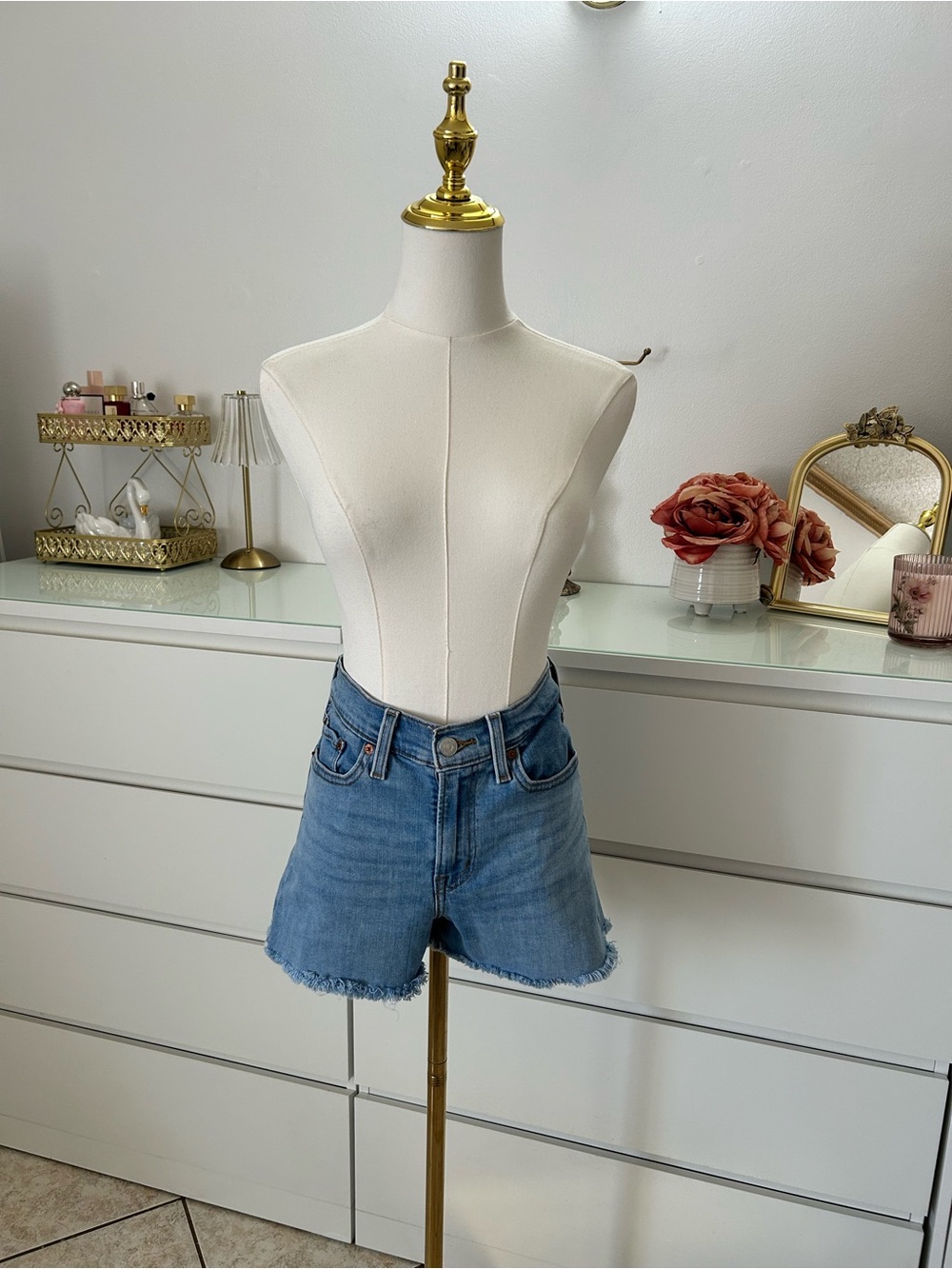 Levi's Light Blue High-Rise Cutoff Denim Shorts